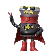 A render of a heroic looking robot.