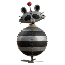 A render of a raccoon shaped robot.